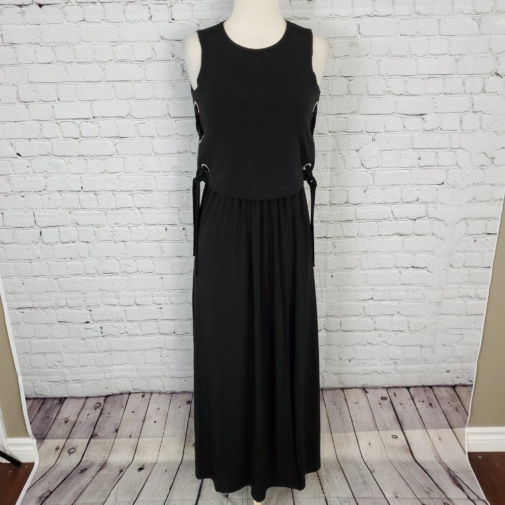 Michael Kors Layered Lace Up Dress Black P  NWT